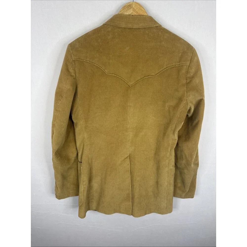 Vintage L-Bar-H Western Corduroy Sport Coat Blazer Tan Western USA Made‎ 38R - Picture 4 of 12